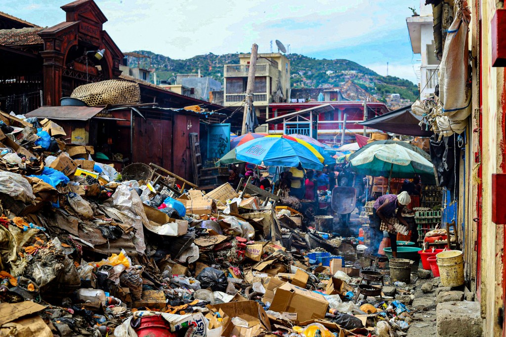 trash in Haiti, cap-haitien market,