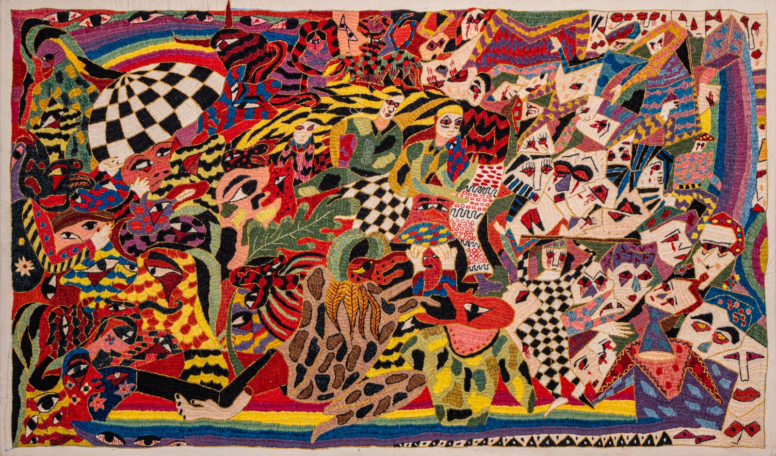 Sara Qashghai, Memories, 2023. Pateh Douzi on Fabric. [size: 55.5 x 116.5 cm (21.9 x 45.9 in). Photo courtesy of the artist.