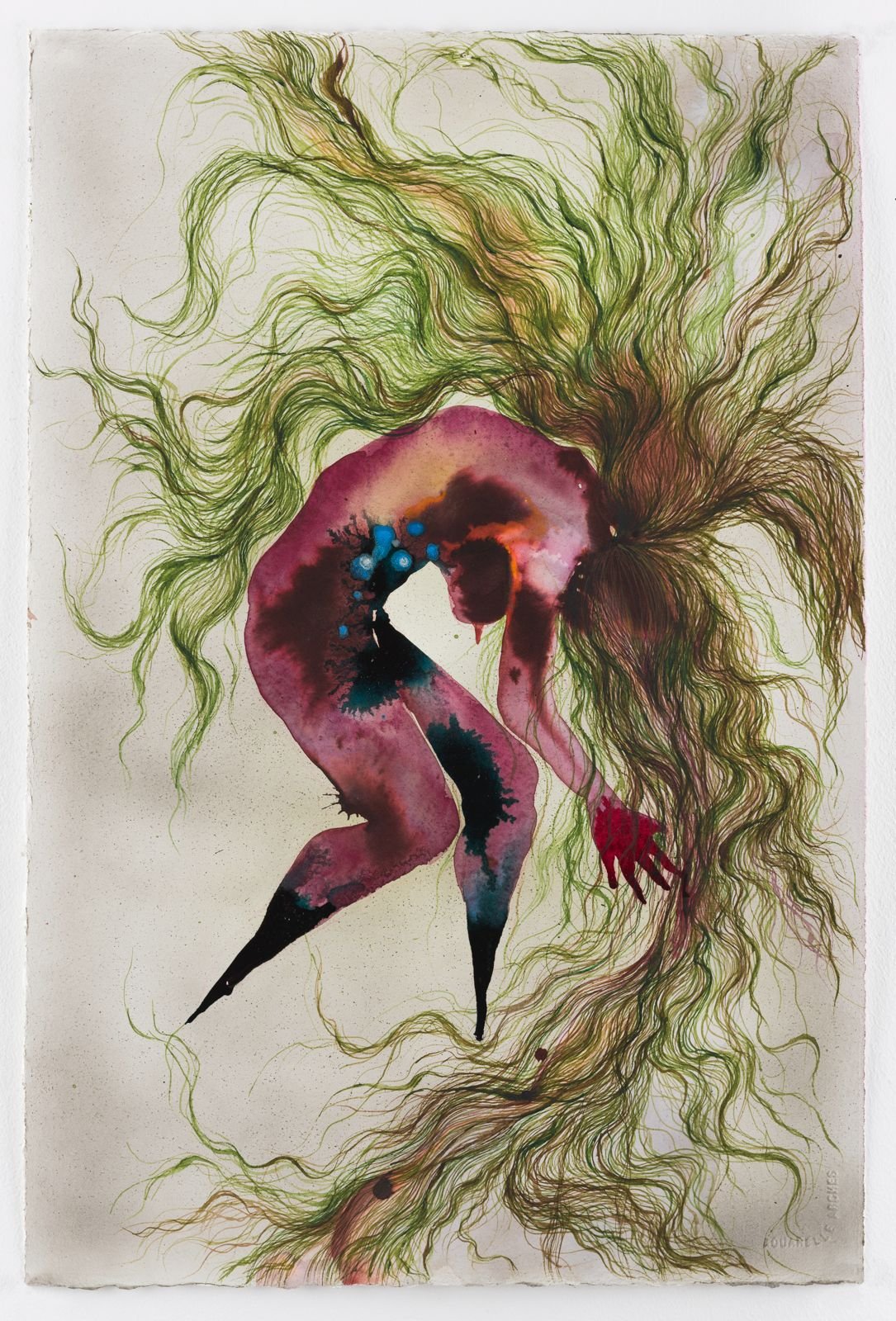 Broken Balance, Shiva Ahmadi, Watercolor on paper, 15 x 22.5 in, 38.1 x 57.15 cm, 2024. Image courtesy of the artist.