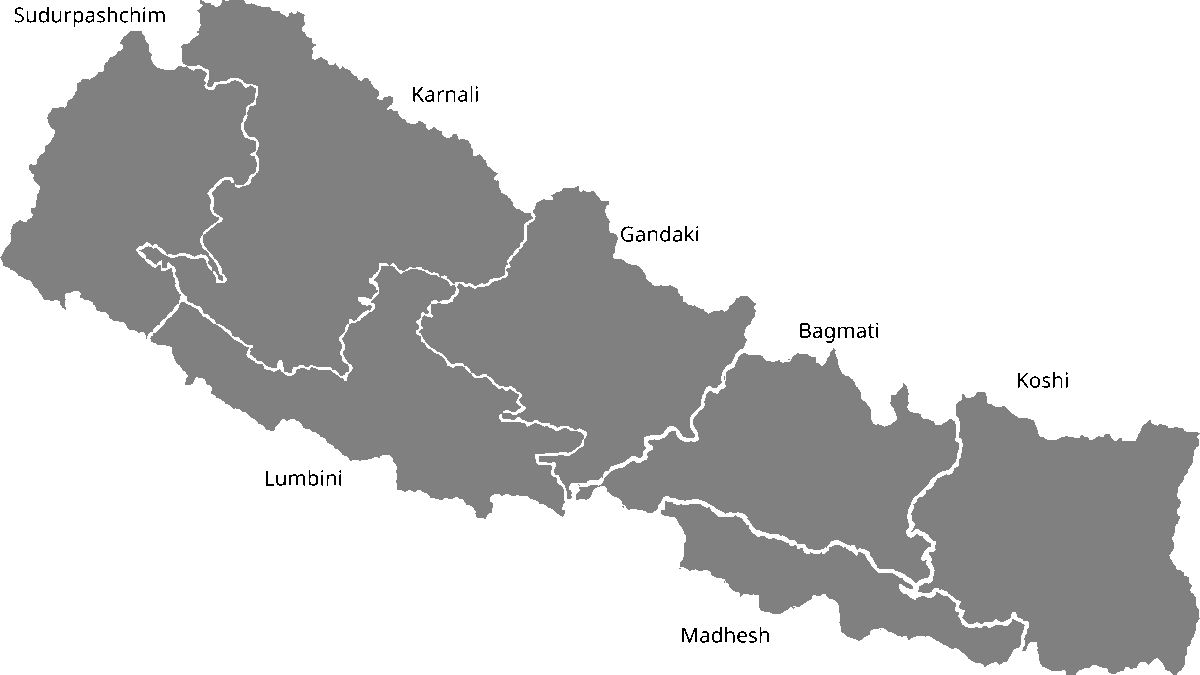 Map of Nepal showing its seven provinces. Image by SimulationWig, via Wikimedia Commons (CC BY-SA 4.0).