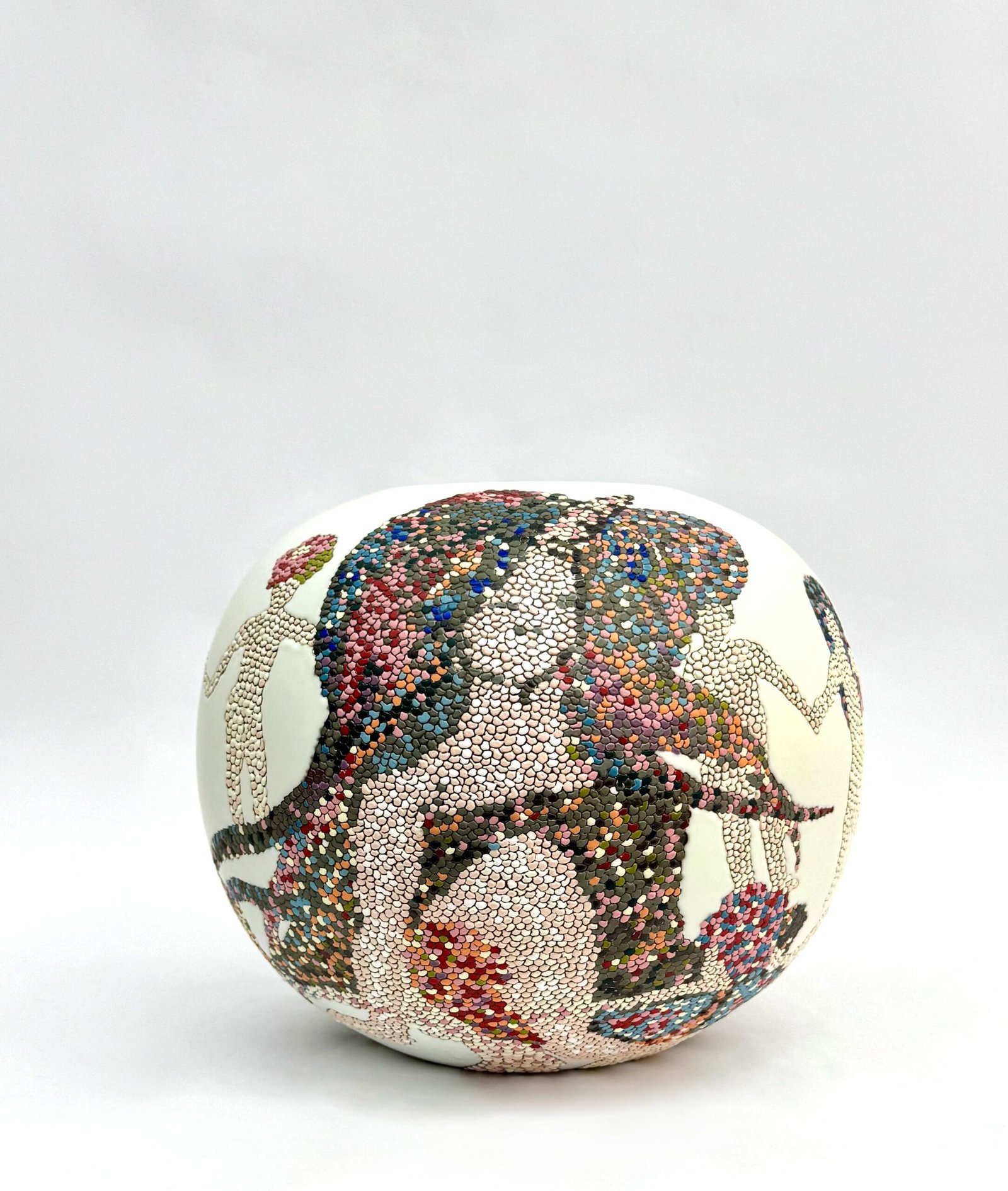 She holds, she continues, 2025, Painted on glazed porcelain, High-fired at 1280°C. Photo courtesy of the artist. Photo courtesy of the artist.