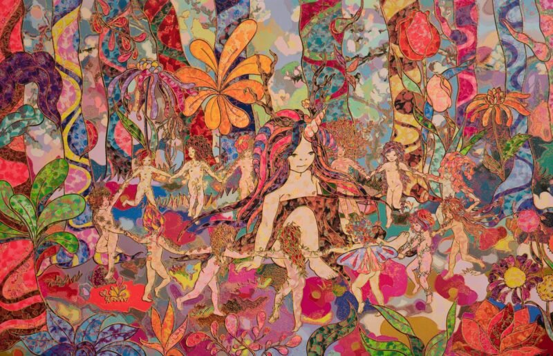 Painting by Soraya Sharghi: Rising with the Song of Nymphs, 2021, Acrylic on Canvas, 60 x 93 in [152,4 x 236,2 cm]. Photo courtesy of the artist.