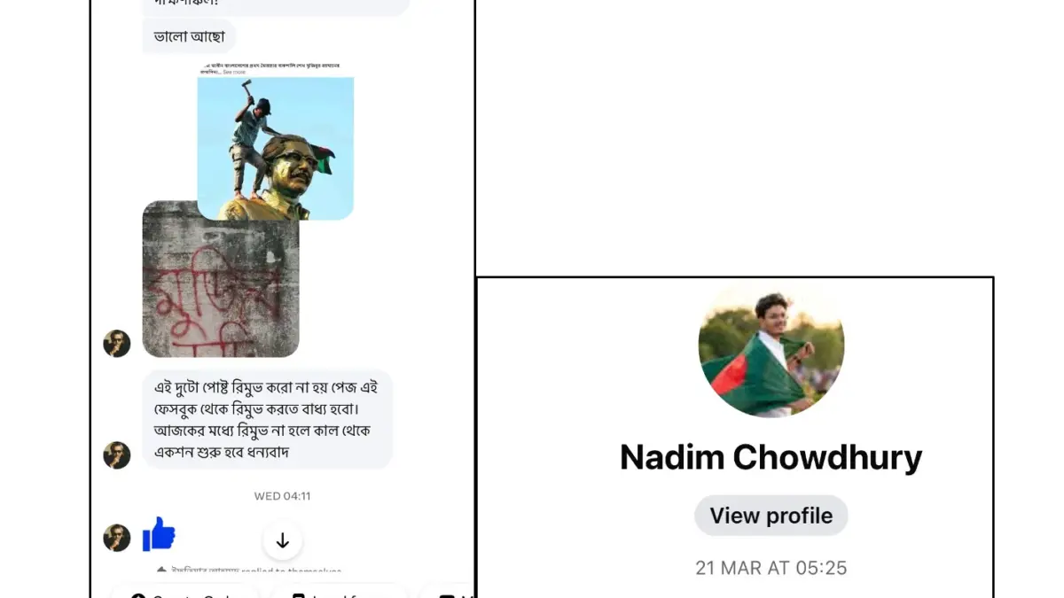 Screenshot Collage 04: This image, sourced from JRA, illustrates the progression of threats. Initially, there were private demands to remove a post critical of their party; when this was refused, they proceeded to submit a fraudulent copyright claim.