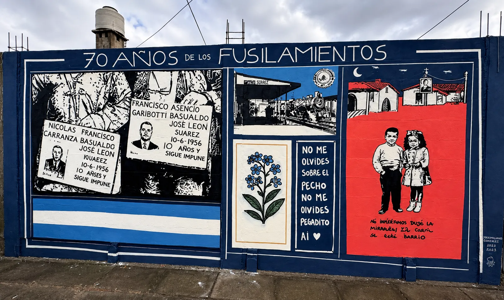 Wall honoring people killed by firing squad in José Léon Suárez
